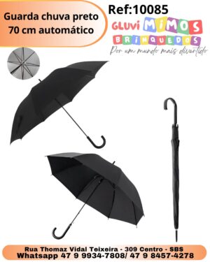 Guarda chuva preto 70 cm automático