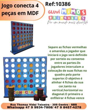Jogo conecta 4 peças em MDF