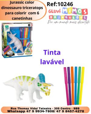 Jurassic color dinossauro triceratops para colorir  com 6 canetinhas