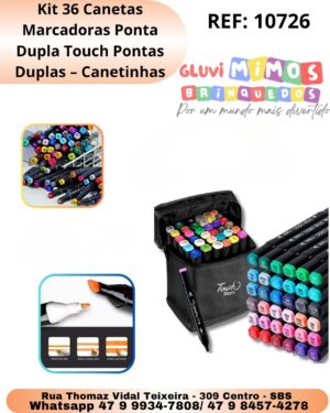 Kit 36 Canetas Marcadoras Ponta Dupla Touch Pontas Duplas – Canetinhas