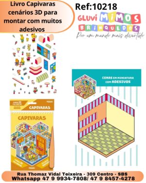 Livro Capivaras cenários 3D para montar com muitos adesivos