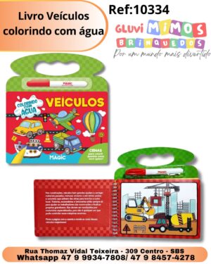 Livro Veículos colorindo com água