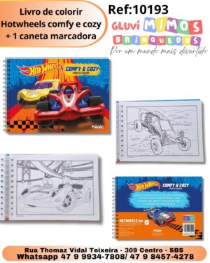 Livro de colorir Hotwheels comfy e cozy + 1 caneta marcadora