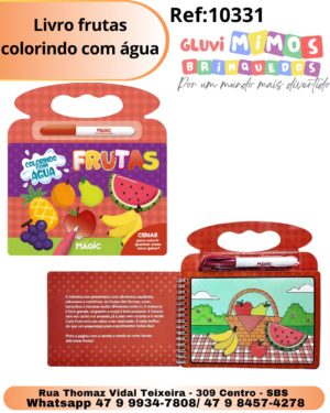 Livro frutas colorindo com água