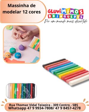 Massinha de modelar 12 cores
