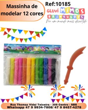 Massinha de modelar 12 cores