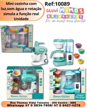 Mini cozinha com luz,som água e rotação simula a função real Unidade