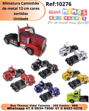 Miniatura Caminhão de metal 13 cm cores sortidas Unidade