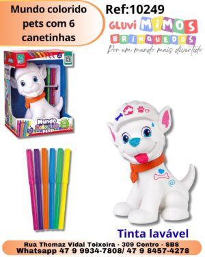 Mundo colorido pets com 6 canetinhas