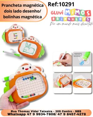 Prancheta magnética dois lado desenho/ bolinhas magnética