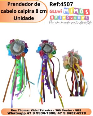 Prendedor de cabelo caipira 8 cm Unidade
