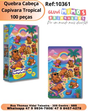 Quebra Cabeça Capivara Tropical 100 peças