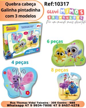 Quebra cabeça Galinha pintadinha com 3 modelos