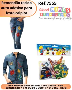 Remendão tecido auto adesivo para festa caipira