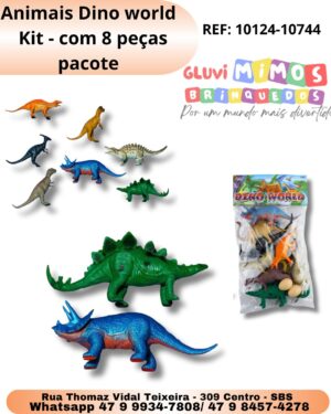 Animais Dino world   Kit - com 8 peças  pacote