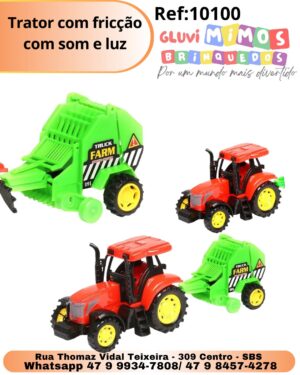 Trator com fricção com som e luz