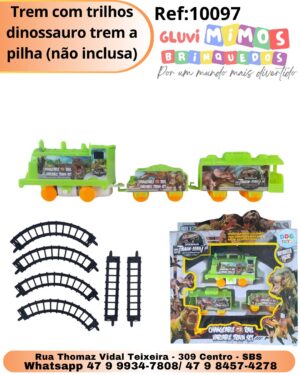 Trem com trilhos dinossauro trem a pilha (não inclusa)