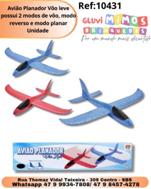 Avião Planador Vôo leve possui 2 modos de vôo, modo reverso e modo planar Unidade