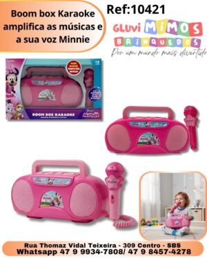 Boom box Karaoke  amplifica as músicas e a sua voz Minnie