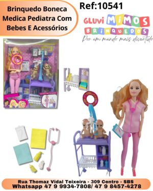Brinquedo Boneca Medica Pediatra Com Bebes E Acessórios