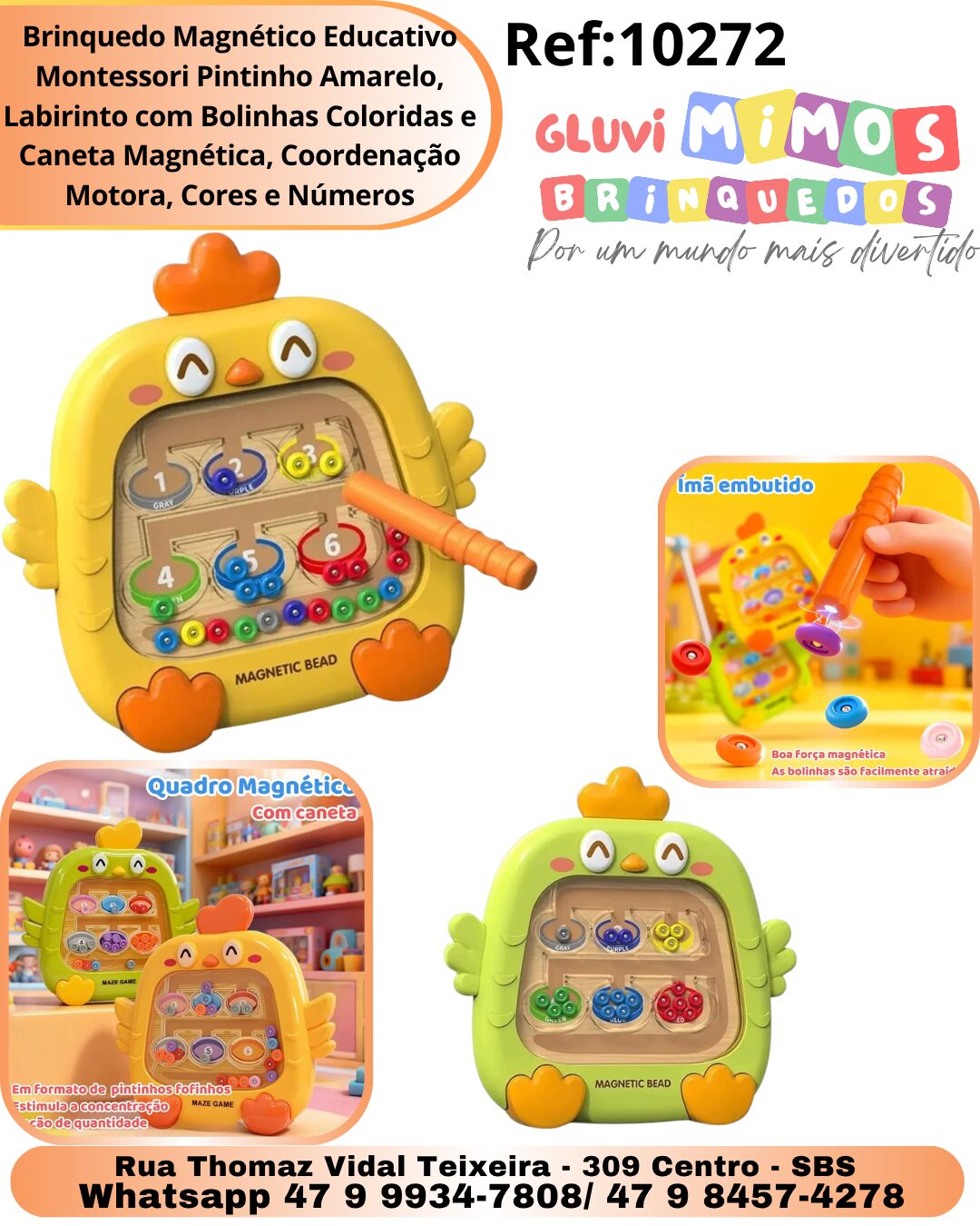 Brinquedo Magnético Educativo Montessori Pintinho