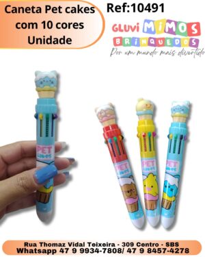 Caneta Pet cakes com 10 cores Unidade