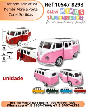 Carrinho  Miniatura Kombi  Abre a Porta Cores Sortidas