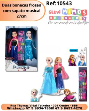 Duas bonecas frozen com sapato musical 27cm