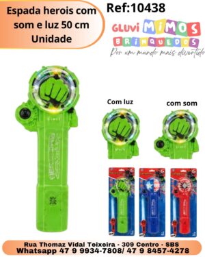 Espada herois com som e luz 50 cm Unidade