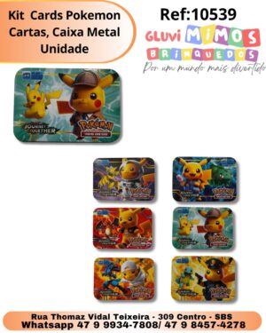 Kit  Cards Pokemon Cartas, Caixa Metal Unidade