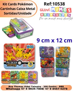 Kit Cards Pokémon Cartinhas Caixa Metal Sortidas/Unidade