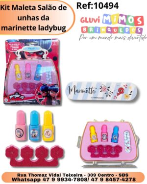 Kit Maleta Salão de unhas da marinette ladybug