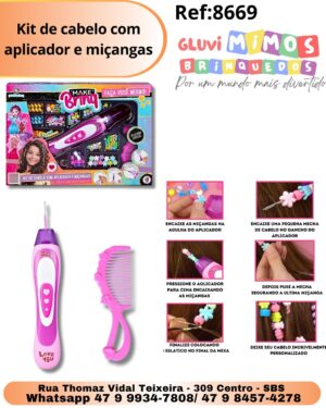 Kit de cabelo com aplicador e miçangas