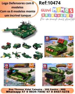 Lego Defensores com 8 modelos  Com os 8 modelos monte um incrível tanque