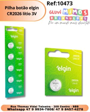 Pilha botão elgin CR2026 lítio 3V