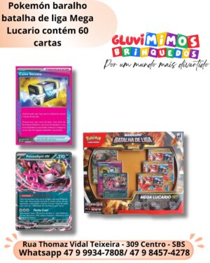 Pokemón baralho batalha de liga Mega Lucario contém 60 cartas