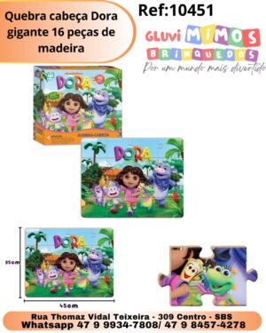 Quebra cabeça Dora gigante 16 peças de madeira