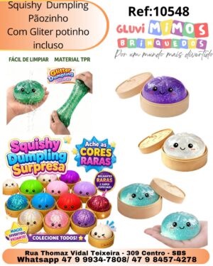 Squashy  Dumpling  Pãozinho Com Gliter potinho incluso