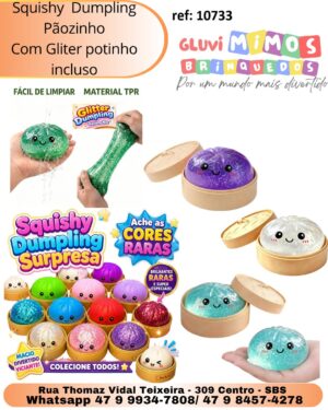 Squashy  Dumpling  Pãozinho Com Gliter potinho incluso