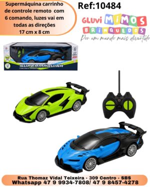 Supermáquina carrinho de controle remoto  com 6 comando, luzes vai em todas as direções 17 cm x 8 cm