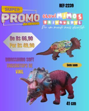 dinossauro triceratops de vinil 41 cm