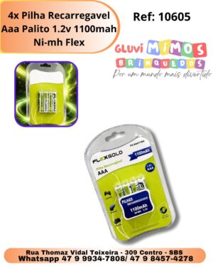 4x Pilha Recarregavel Aaa Palito 1.2v 1100mah Ni-mh Flex