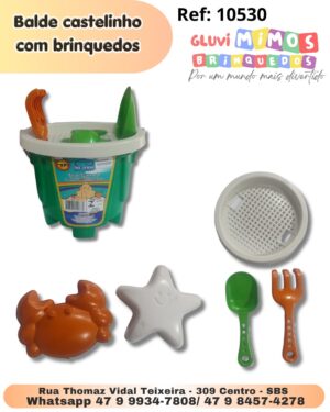 Balde castelinho com brinquedos