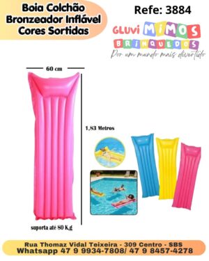 Boia Colchão Bronzeador Inflável Cores Sortidas