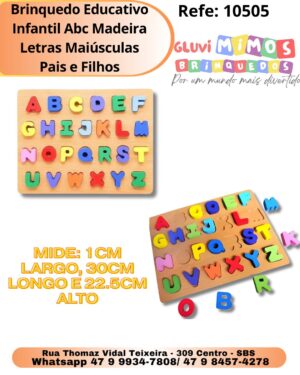 Brinquedo Educativo Infantil Abc Madeira Letras Maiúsculas Pais e Filhos