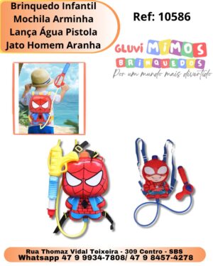 Brinquedo Infantil Mochila Arminha Lança Água Pistola Jato Homem Aranha