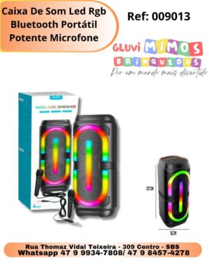 Caixa De Som Led Rgb Bluetooth Portátil Potente Microfone