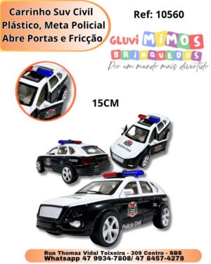 Carrinho Suv Civil   Plástico, Meta Policial Abre Portas e Fricção (1)