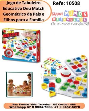 Jogo de Tabuleiro Educativo Deu Match Geométrico da Pais e Filhos