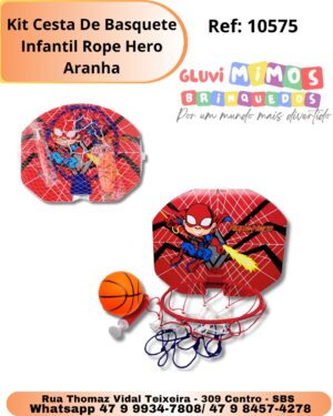 Kit Cesta De Basquete Infantil Rope Hero Aranha